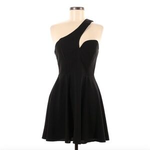 Black Mini Dress w/ Asymmetrical neckline, Fit and Flare  By NBD - the XNaven